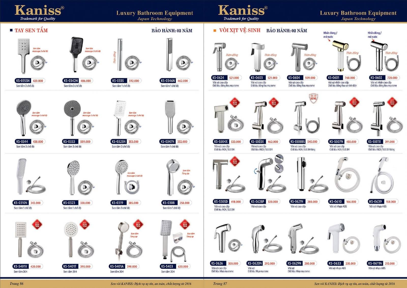 Catalogue và Bảng giá Thiết bị vệ sinh KANISS mới nhất /Page 44